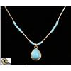 Image 1 : TURQUIOSE TEAR DROP.925 SILVER PENDANT W/ CHAIN
