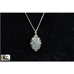 CIRCA 1930'S ABALONE SHELL .925 SILVER PENDANT W/