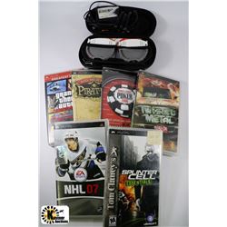 SONY PSP CONSOLE/CHARGER,CASE WITH 6 GAMES INCL.