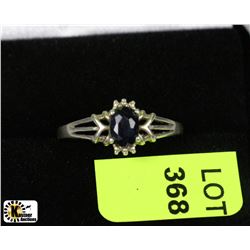 OVAL CUT BLUE SAPPHIRE .925 SILVER RING SIZE 9