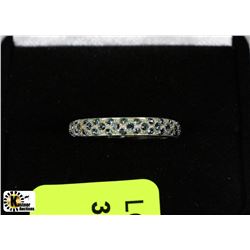 BLUE SAPPHIRE STUDDED .925 SILVER BAND SIZE 8