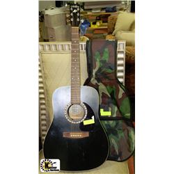 ART & LUTHERIE CEDAR BLACK GUITAR WITH BAG CASE