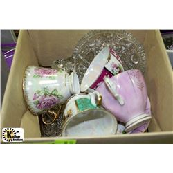 BOX OF COLLECTIBLE DISHWARE INCL. ORNATE GLASS