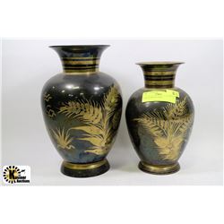 PAIR OF BRASS VASES