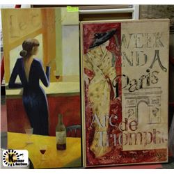 PAIR OF PARIS DESIGN PICTURES EACH SIZE 21"X36"