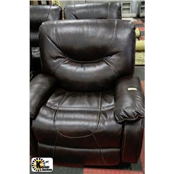 BROWN LEATHER ELECTRIC RECLINING SOFA CHAIR