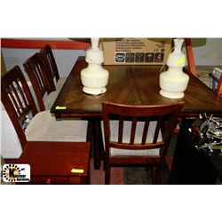 WOODEN BAR TABLE WITH BUTTERFLY LEAF & 4 CHAIRS