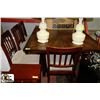 Image 1 : WOODEN BAR TABLE WITH BUTTERFLY LEAF & 4 CHAIRS