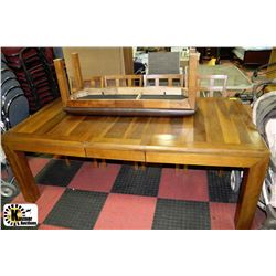 WOODEN DINING TABLE WITH BENCH SEAT & FOUR SIDE
