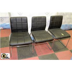 SET OF 3 SHOWHOME BLACK LEATHERTTE AND SHOWHOME