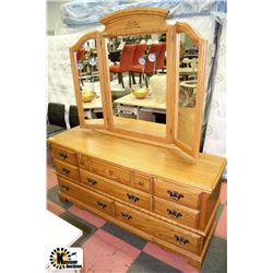 SOLID WOOD 8 DRAWER DRESSER WITH MIRROR