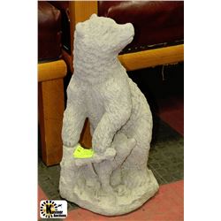 CEMENT STANDING GRIZZLEY BEAR WITH CUB 10"X19"