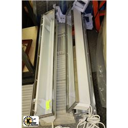LOT OF 3 ENCLOSED FLUORESCENT LIGHTS WITH EXTRA