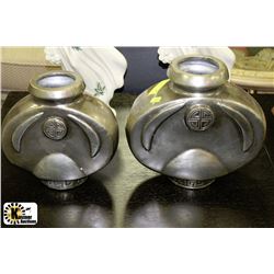 SET OF 2 SILVER LEAF VASES W/ LONGLIFE SYMBOL