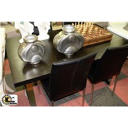 SHOWHOME BLACK AND CHROME TABLE AND 4 SIDECHAIRS