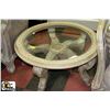 Image 1 : DESIGNER GLASSTOP ROUND COFFEE AND 2 END TABLES