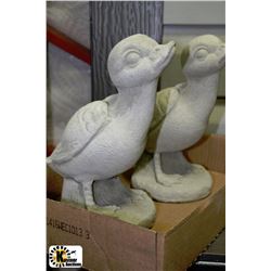 PAIR OF CEMENT DUCKLINGS 9"HIGH