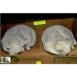 PAIR OF CEMENT SLEEPING CATS