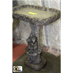 CEMENT SQUIRREL BIRDBATH PAINTED 22"X16"