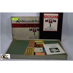 1935 ORIGINAL MONOPOLY GAME WITH WOODEN HOUSES