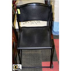 PAIR OF BLACK METAL & PLASTIC CHAIRS