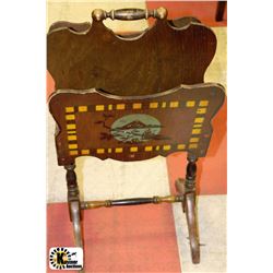 HAND PAINTED WALNUT MAGAZINE RACK