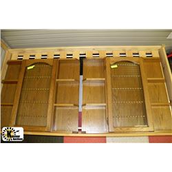 2 WOOD SPOON RACKS W/ SIDE ORNAMENT SHELVES