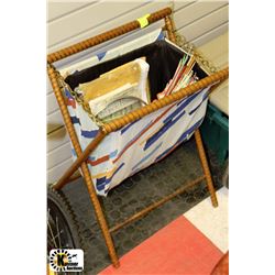 LARGE ESTATE KNITTING BASKET WITH CONTENTS