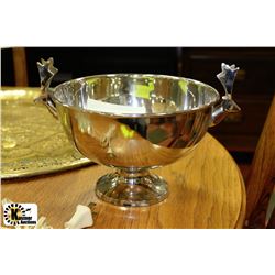SILVER FRUIT BOWL WITH STAG HEAD HANDLES