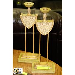 PAIR OF GOLD LEAF CANDLE HOLDERS