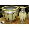 Image 1 : SET OF 2 MATCHING FLOWER POT & VASE WITH SILVER