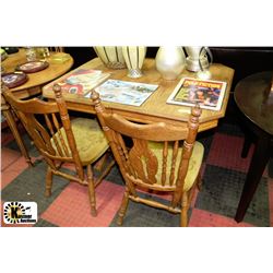 OAK 42" X 59" X 30" HIGH TABLE WITH 2 CHAIRS