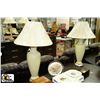Image 1 : SET OF 2 GREEN 34"TALL LAMPS W/DESIGNER SHADES