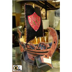 VIKING LEATHER SHIP DECANTER