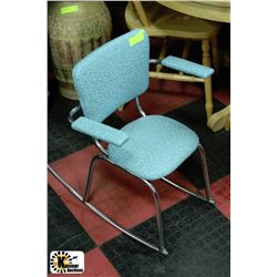 1950'S CHROME & TEAL CHILDRENS ROCKING CHAIR