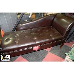 NEW BROWN LEATHERETTE STORAGE CHAISE LOUNGE CHAIR