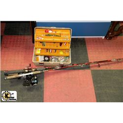 ESTATE FISHING RODS, REELS WITH TACKLE BOX AND