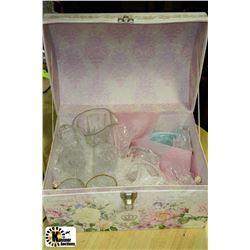 TREASURE CHEST STYLE BOX W/CRYSTAL -