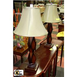 SET OF WOOD LOOK  LAMPS