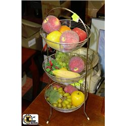 3-TIER METAL HOLDER W/DECORATIVE FRUIT