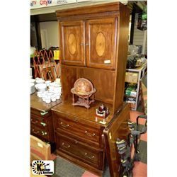 ASHLEY FURNITURE BROWN CHERRY FILE CABINET&HUTCH