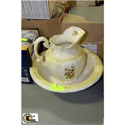 VINTAGE WATER DECANTER AND WASH BOWL