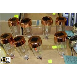NEW SET OF 8 COPPER SOLAR LIGHTS