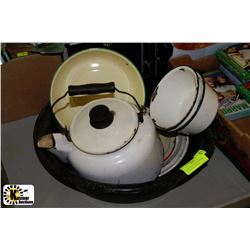 ENAMELWARE WASHING BASIN WITH KETTLE,2-POTS &