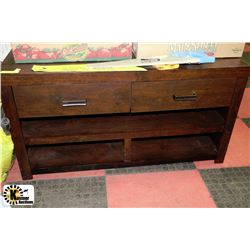 DARK BROWN ENTERTAINMENT STAND WITH 2 DRAWERS &