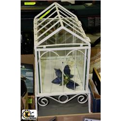 WHITE WROUGHT IRON GLASS DISPLAY CABINET