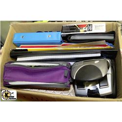BOX OF OFFICE SUPPLIES INCLUDING: