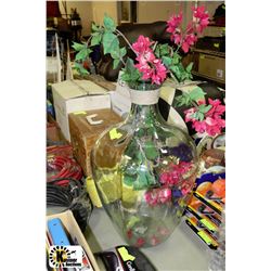 GLASS VASE WITH FLOWERS 28" HIGH
