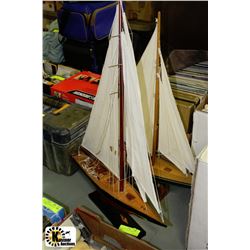 LOT OF 2 WOODEN SAIL BOAT MODELS
