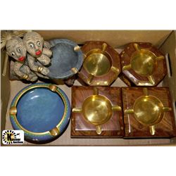 FLAT OF COLLECTIBLE ASHTRAYS W/VINTAGE